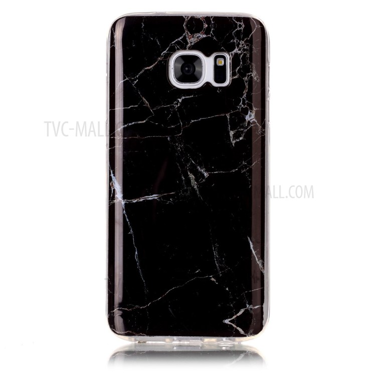 Weicher TPU Telefonkasten Des IMD-Marmormusters Für Samsung-Galaxie S7 G930 - Schwarz-2