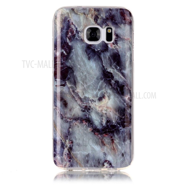 IMD Marble Pattern TPU Soft Cover para Samsung Galaxy S7 G930 - Azul preto-2