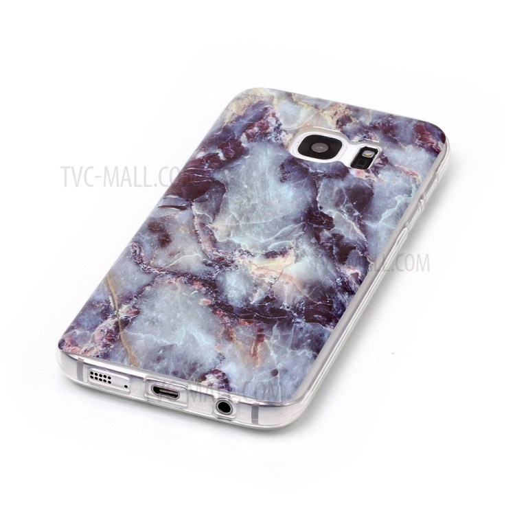 IMD Marble Pattern TPU Soft Cover para Samsung Galaxy S7 G930 - Azul preto-4