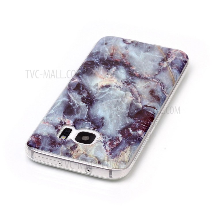 IMD Marble Pattern TPU Soft Cover para Samsung Galaxy S7 G930 - Azul preto-5
