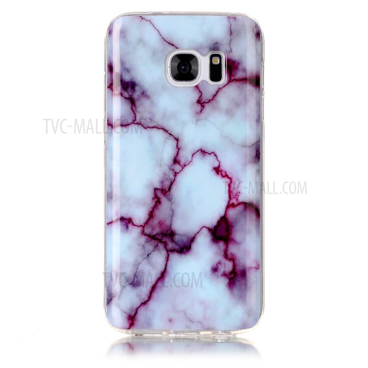 Padrão de Mármore IMD TPU Case Tampa da Casca Para Samsung Galaxy S7 G930 - Roxo-2