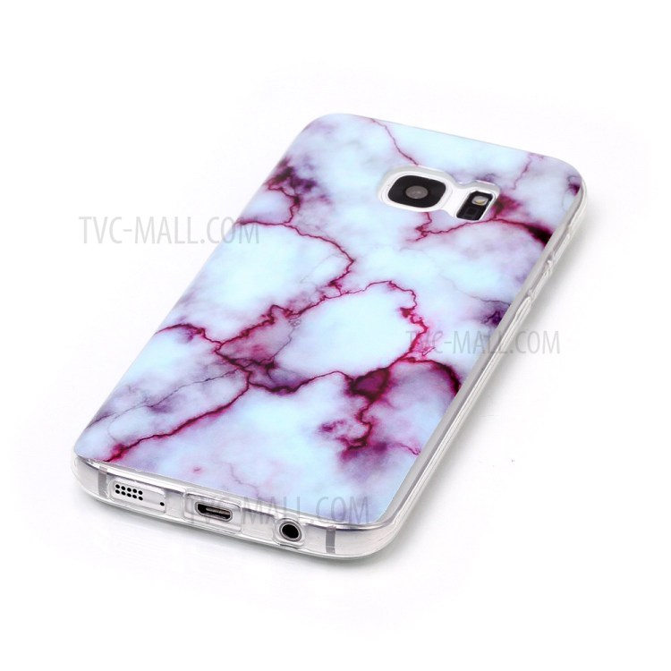 Padrão de Mármore IMD TPU Case Tampa da Casca Para Samsung Galaxy S7 G930 - Roxo-4