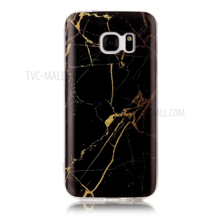 Marmor Muster IMD Weichen TPU Gelee Fall Für Samsung Galaxy S7 SM-G930 - Schwarz-2