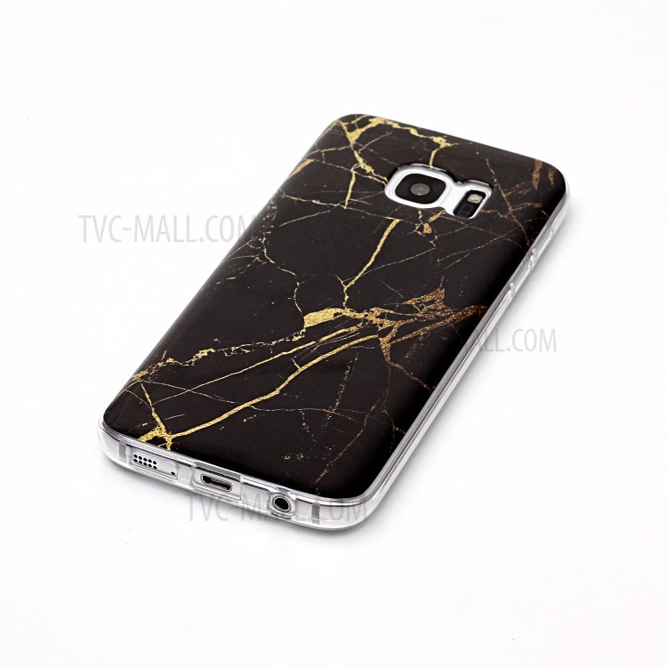Marmor Muster IMD Weichen TPU Gelee Fall Für Samsung Galaxy S7 SM-G930 - Schwarz-4
