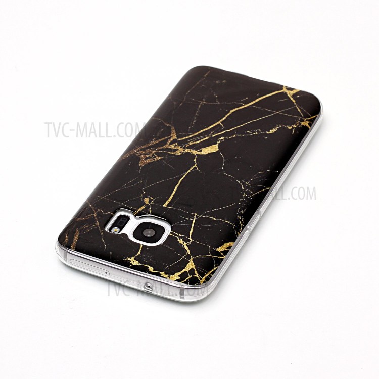 Marmor Muster IMD Weichen TPU Gelee Fall Für Samsung Galaxy S7 SM-G930 - Schwarz-5