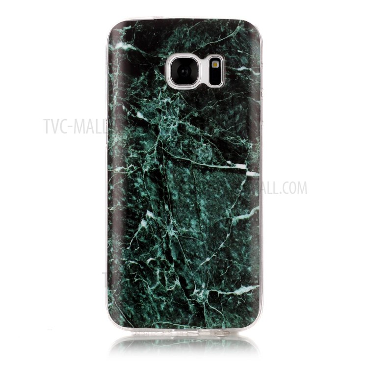 Marble Pattern IMD TPU Jelly Case for Samsung Galaxy S7 SM-G930 - Blackish Green-2