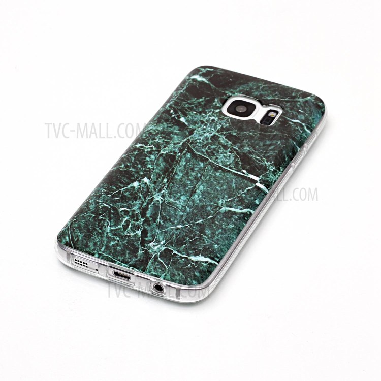 Marble Pattern IMD TPU Jelly Case for Samsung Galaxy S7 SM-G930 - Blackish Green-4