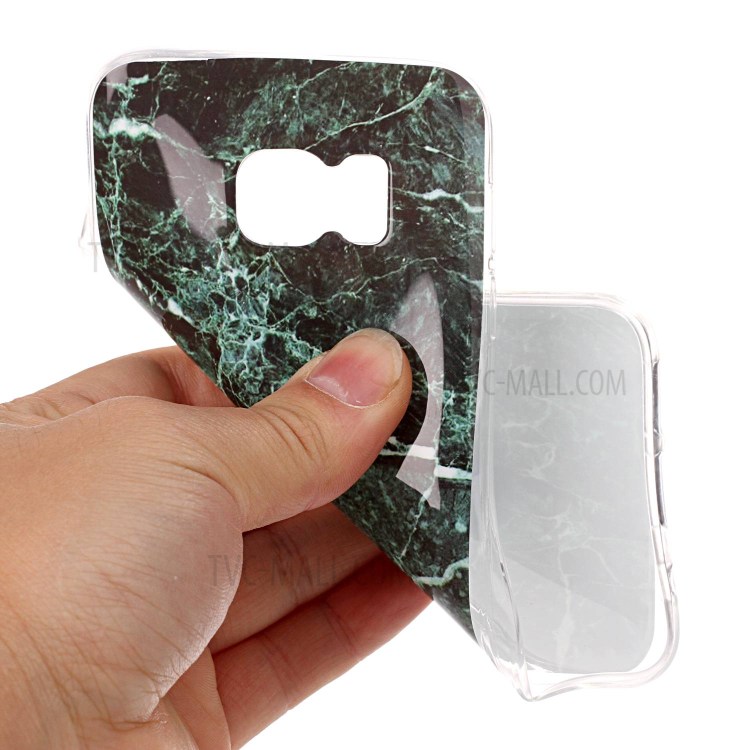 Marble Pattern IMD TPU Jelly Case for Samsung Galaxy S7 SM-G930 - Blackish Green-6