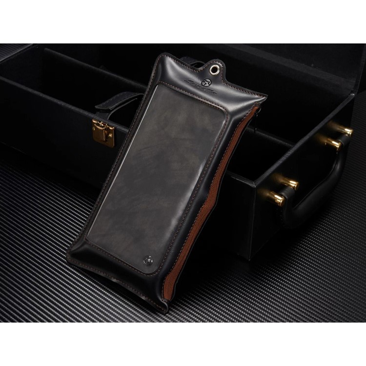 CASEME Multifunktionale 2-in-1 Reißverschluss Brieftasche Split Ledertasche Für Samsung Galaxy S7 G930 - Schwarz-14