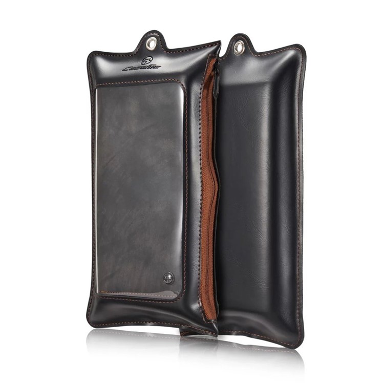 CASEME Multifunktionale 2-in-1 Reißverschluss Brieftasche Split Ledertasche Für Samsung Galaxy S7 G930 - Schwarz-2