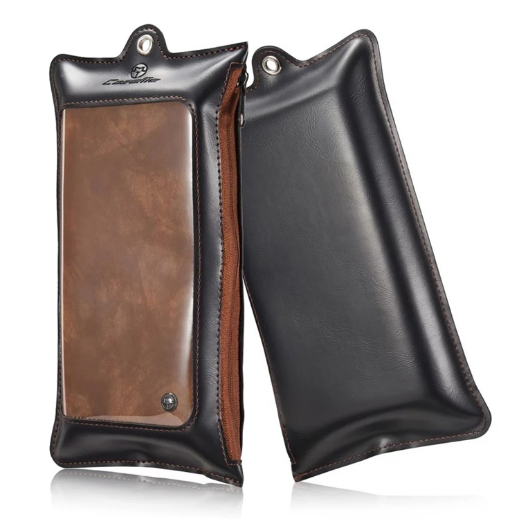 CASEME Multifunktionale 2-in-1 Zipper Wallet Split Leder Telefon Shell Fall für Samsung Galaxy S7 G930 - Braun-1