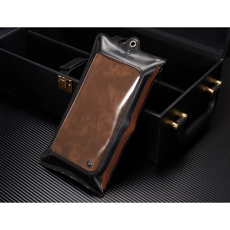 CASEME Multifunktionale 2-in-1 Zipper Wallet Split Leder Telefon Shell Fall für Samsung Galaxy S7 G930 - Braun-12