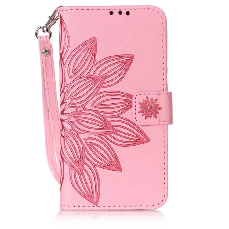 Imprint PU Leather Wallet Case for Samsung Galaxy J5 (2016) J510 - Henna Lotus / Pink-2