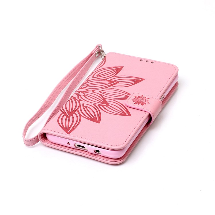 Imprint PU Leather Wallet Case for Samsung Galaxy J5 (2016) J510 - Henna Lotus / Pink-6