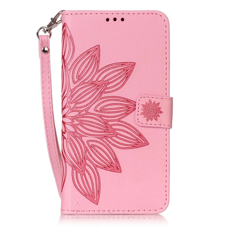 Imprint Wallet Stand Leather Phone Case for Samsung Galaxy J7 (2016) J710 - Henna Lotus / Pink-2