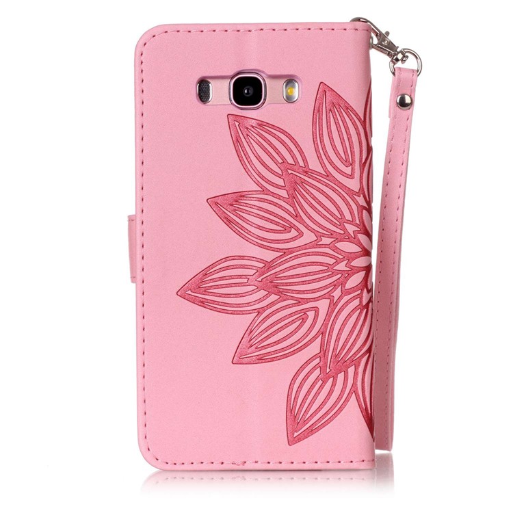 Imprint Wallet Stand Leather Phone Case for Samsung Galaxy J7 (2016) J710 - Henna Lotus / Pink-3