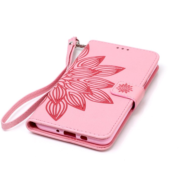 Imprint Wallet Stand Leather Phone Case for Samsung Galaxy J7 (2016) J710 - Henna Lotus / Pink-6