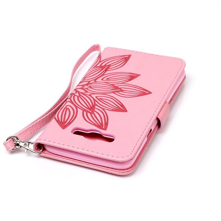 Imprint Wallet Stand Leather Phone Case for Samsung Galaxy J7 (2016) J710 - Henna Lotus / Pink-7