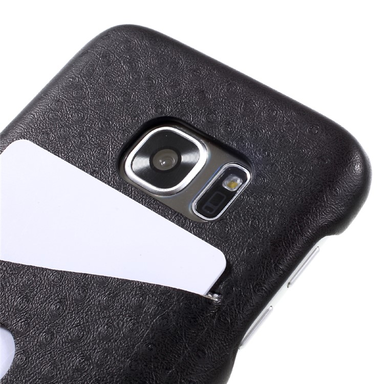 G-CASE Ostrich Texture Leather Coated Hard Phone Case with Card Slot for Samsung Galaxy S7 G930 - Black-5