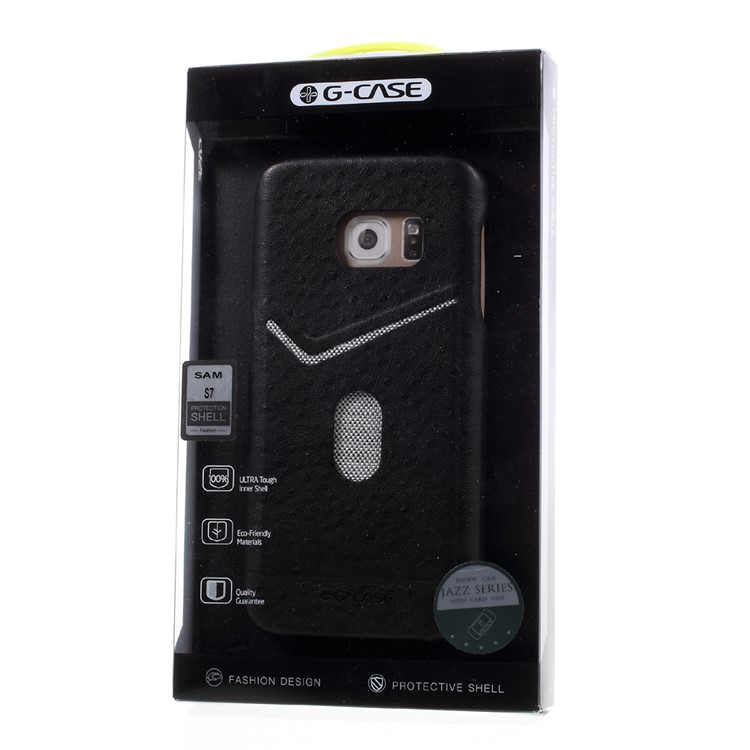 G-CASE Ostrich Texture Leather Coated Hard Phone Case with Card Slot for Samsung Galaxy S7 G930 - Black-8