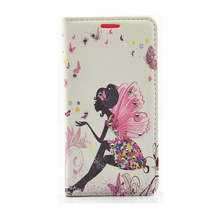 Patterned Rhinestones Wallet Leather Stand Case for Samsung Galaxy A3 (2017) - Butterfly Fairy-2