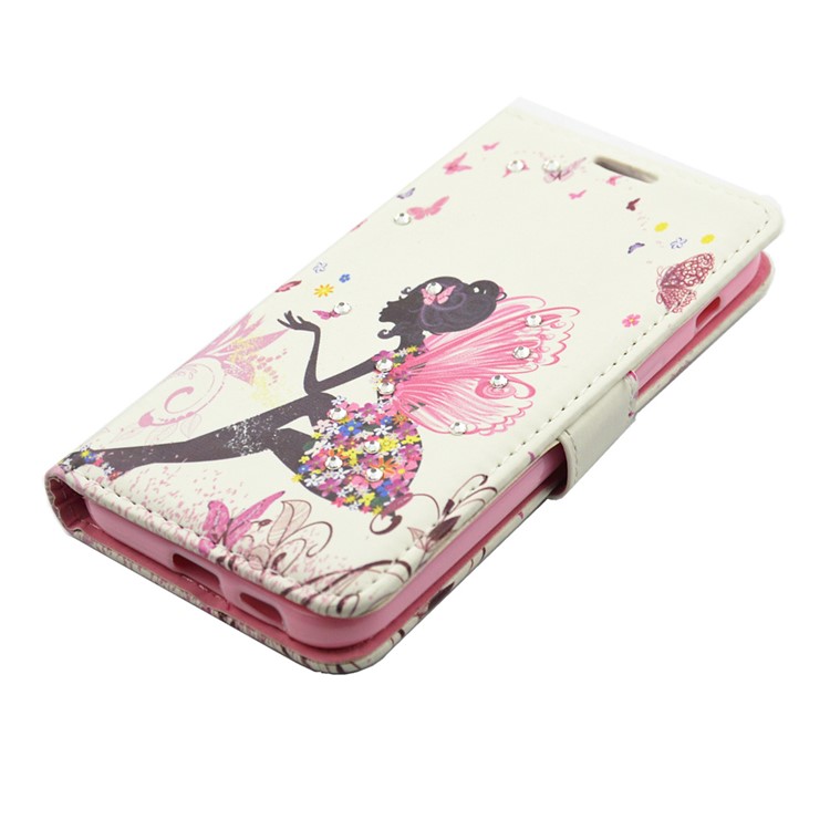 Patterned Rhinestones Wallet Leather Stand Case for Samsung Galaxy A3 (2017) - Butterfly Fairy-4