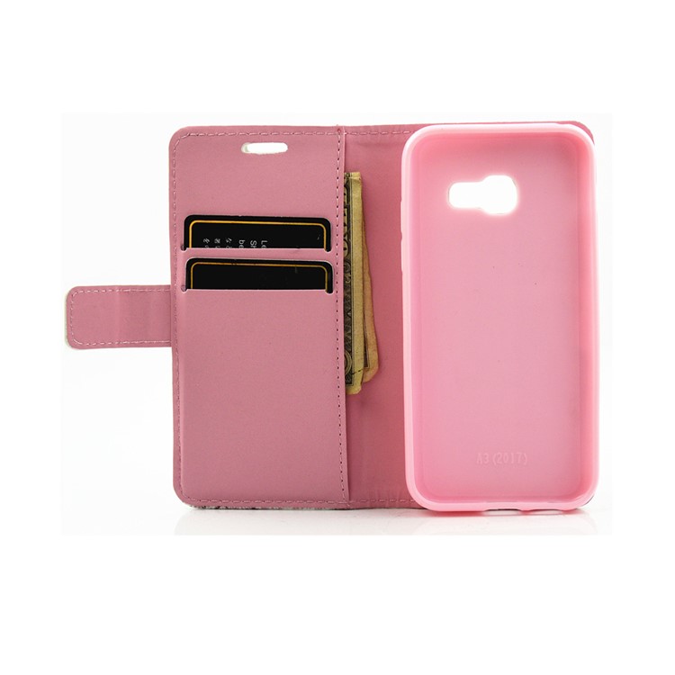 Patterned Rhinestones Wallet Leather Stand Case for Samsung Galaxy A3 (2017) - Butterfly Fairy-8