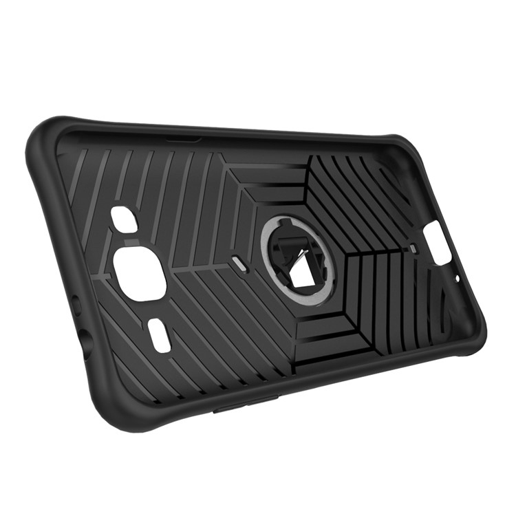 Armor PC + TPU Hybrid Case with Kickstand for Samsung Galaxy J3 - Silver-12