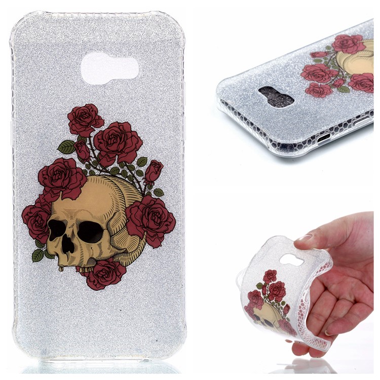 

Flash Powder Double-sided IMD TPU Mobile Cover for Samsung Galaxy A5 (2017) - Skull with Red Roses, Galaxy A5 (2017)