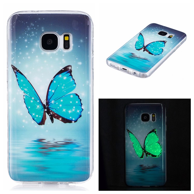 

ИМД Световой Чехол Светятся Jelly ТПУ Чехол Для Samsung Галактика S7 Гарнитуры G930 - синяя затвор, Galaxy S7