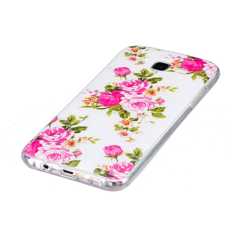 Luminous IMD TPU TPU Mobile Phone Shell for Samsung Galaxy J7 SM-J700F - Blooming Peonies-3