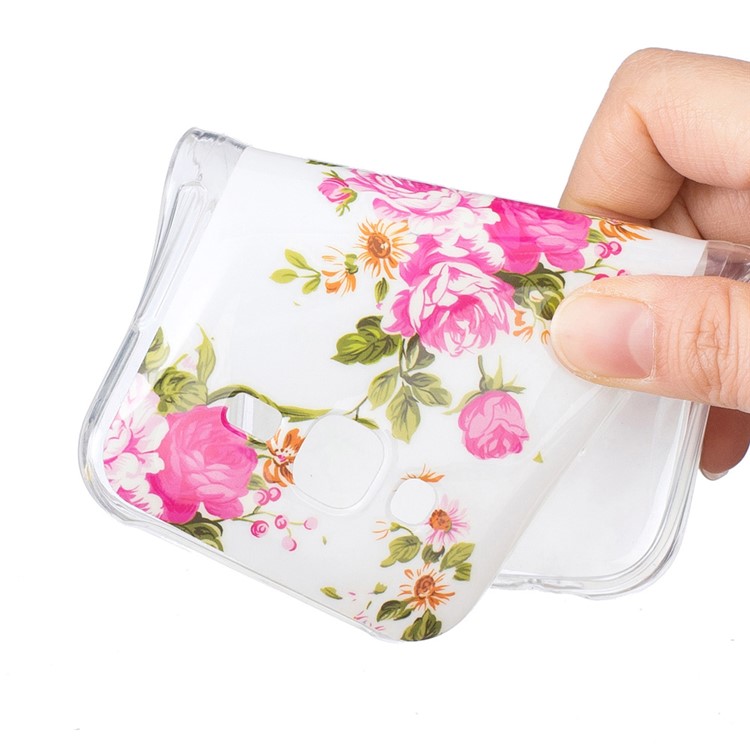 Luminous IMD TPU TPU Mobile Phone Shell for Samsung Galaxy J7 SM-J700F - Blooming Peonies-5