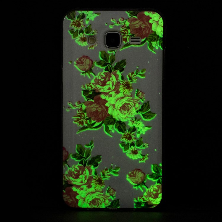 Luminous IMD TPU TPU Mobile Phone Shell for Samsung Galaxy J7 SM-J700F - Blooming Peonies-6