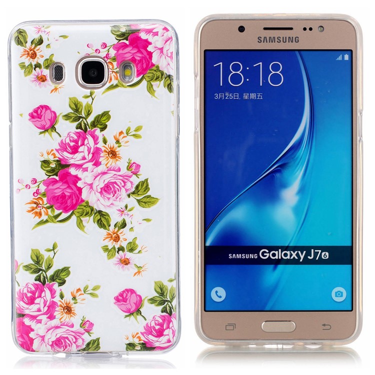 Luminous IMD Soft TPU Back Shield Casing for Samsung Galaxy J7 (2016) - Blooming Flowers-2