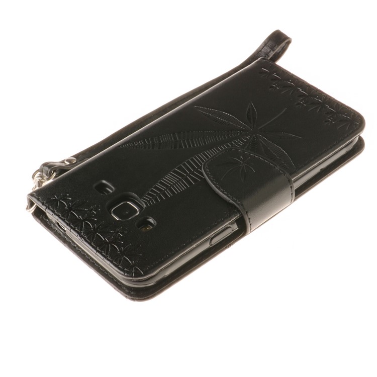 Imprinted Maple Leaf Wallet Leather Phone Case for Samsung Galaxy J3 (2016) / J3 - Black-5