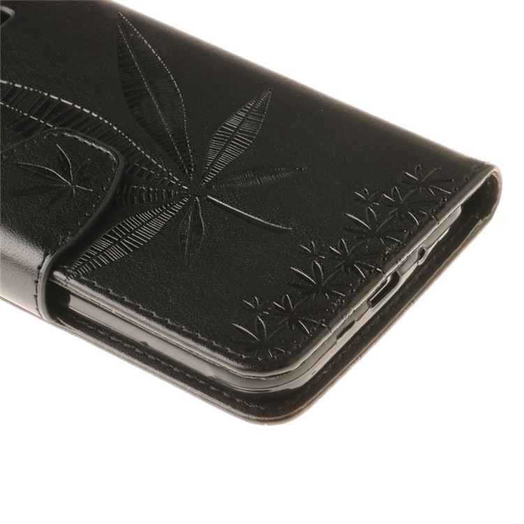 Imprinted Maple Leaf Wallet Leather Phone Case for Samsung Galaxy J3 (2016) / J3 - Black-7