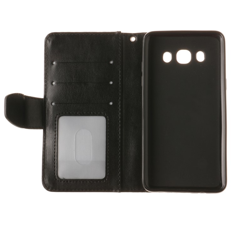 For Samsung Galaxy J5 (2016) J510 Imprint Maple Leaves Wallet Leather Phone Case with Stand - Black-11