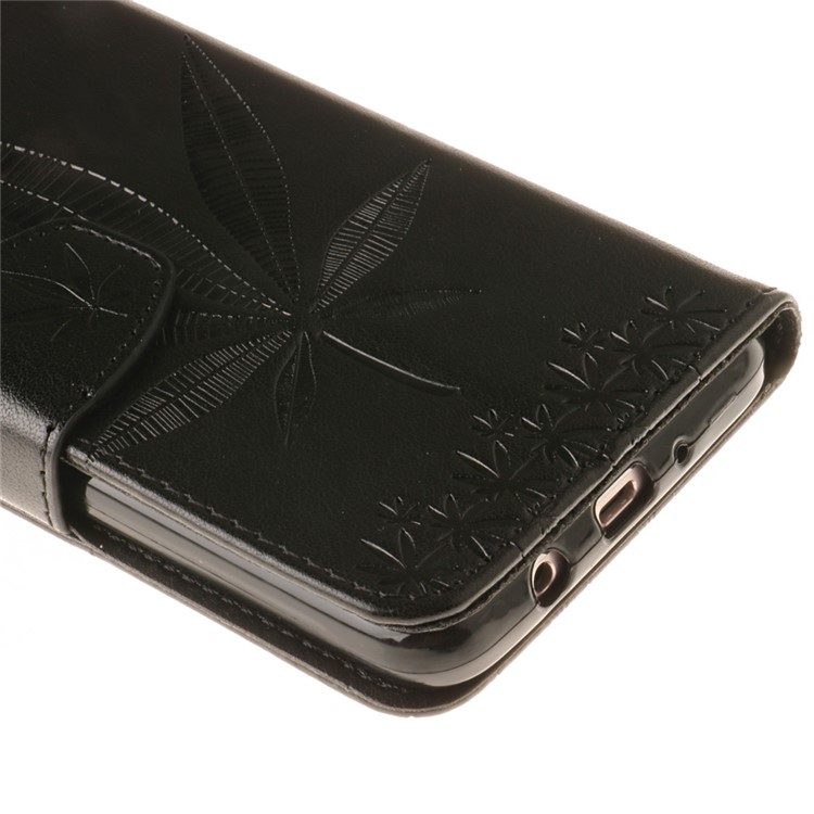 For Samsung Galaxy J5 (2016) J510 Imprint Maple Leaves Wallet Leather Phone Case with Stand - Black-7