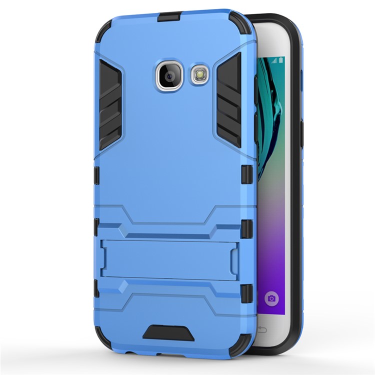 Твердый pc + tpu гибридный корпус с подставкой для галактики samsung a3 (2017) - голубые