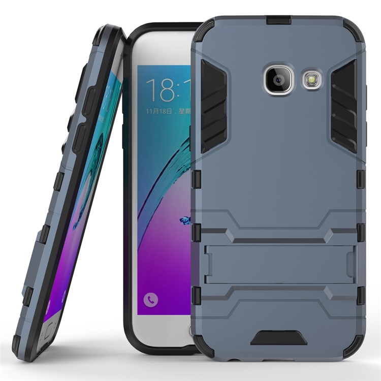 Solid PC + TPU Hybrid Cover with Kickstand for Samsung Galaxy A3 (2017) - Dark Blue-2