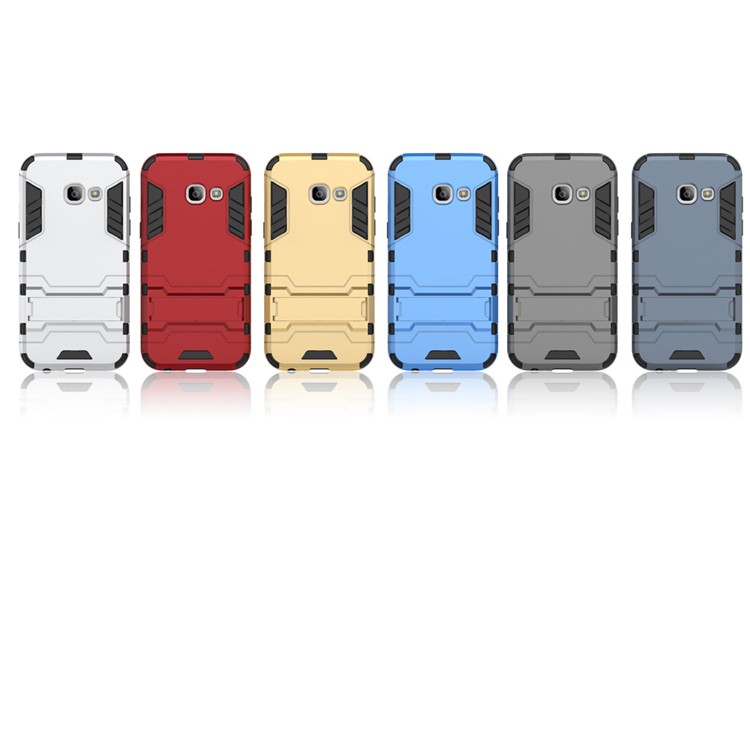Solid PC + TPU Hybrid Cover with Kickstand for Samsung Galaxy A3 (2017) - Dark Blue-3