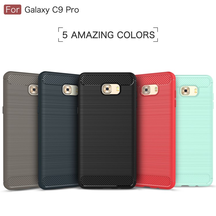 Carbon Fibre Brushed TPU Case for Samsung Galaxy C9 Pro - Black-11