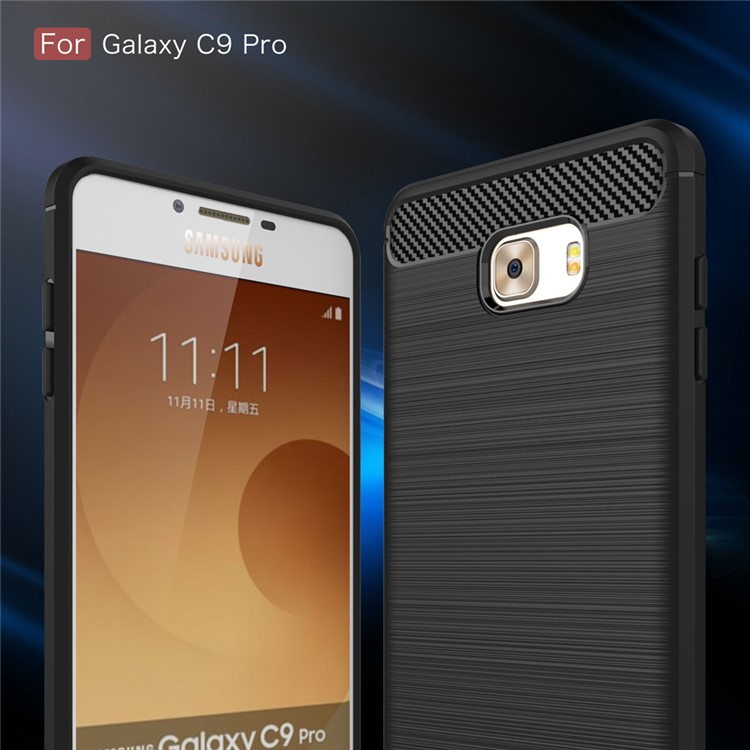 Carbon Fibre Brushed TPU Case for Samsung Galaxy C9 Pro - Black-3
