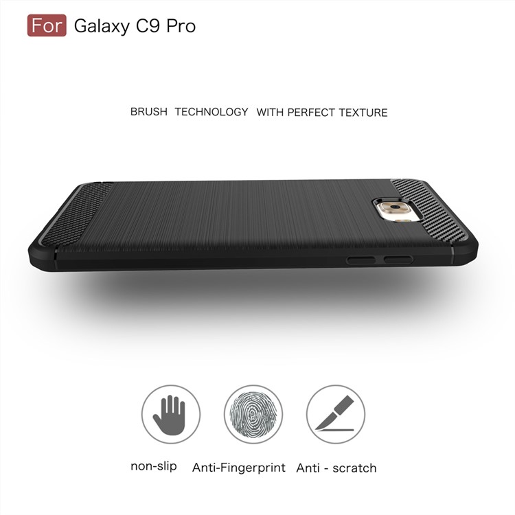 Carbon Fibre Brushed TPU Case for Samsung Galaxy C9 Pro - Black-4