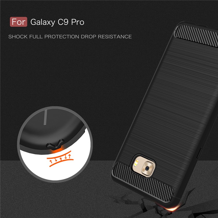 Carbon Fibre Brushed TPU Case for Samsung Galaxy C9 Pro - Black-7