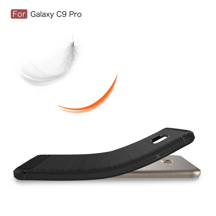 Carbon Fibre Brushed TPU Case for Samsung Galaxy C9 Pro - Black-8