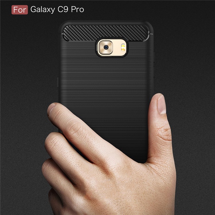 Carbon Fibre Brushed TPU Case for Samsung Galaxy C9 Pro - Black-9