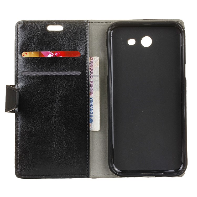 Crazy Horse Wallet Leather Stand Case for Samsung Galaxy J3 Prime - Black-3