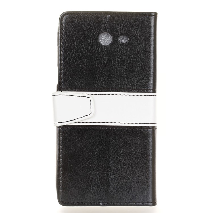 Contrast Color Wallet Phone Case Leather Cover for Samsung Galaxy J3 Prime - Black-2