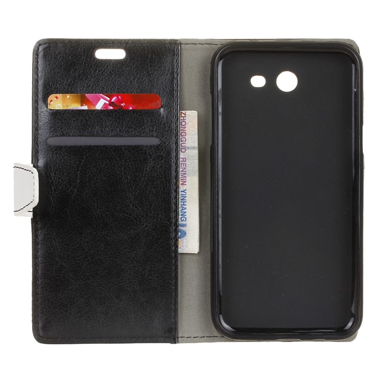 Contrast Color Wallet Phone Case Leather Cover for Samsung Galaxy J3 Prime - Black-3